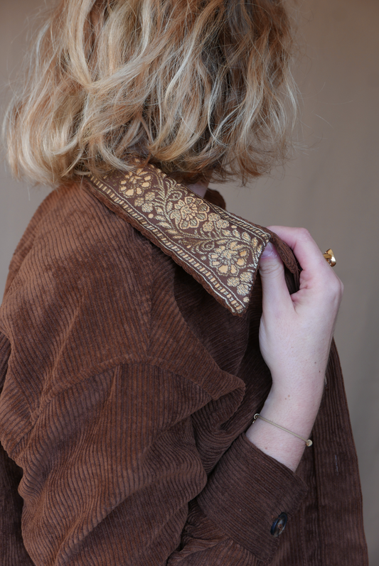 Veste Surchemise Marron Velours Côtelé