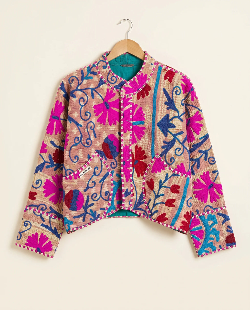 Veste Courte en Kantha Brodé Réversible — Pièce Unique N°13