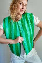 Gilet Réversible en velours brodé – vert