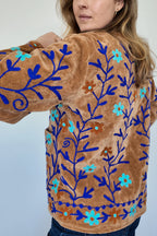 Veste en velours brodé Sonali – Camel