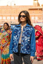 Veste en jean brodée Anaya