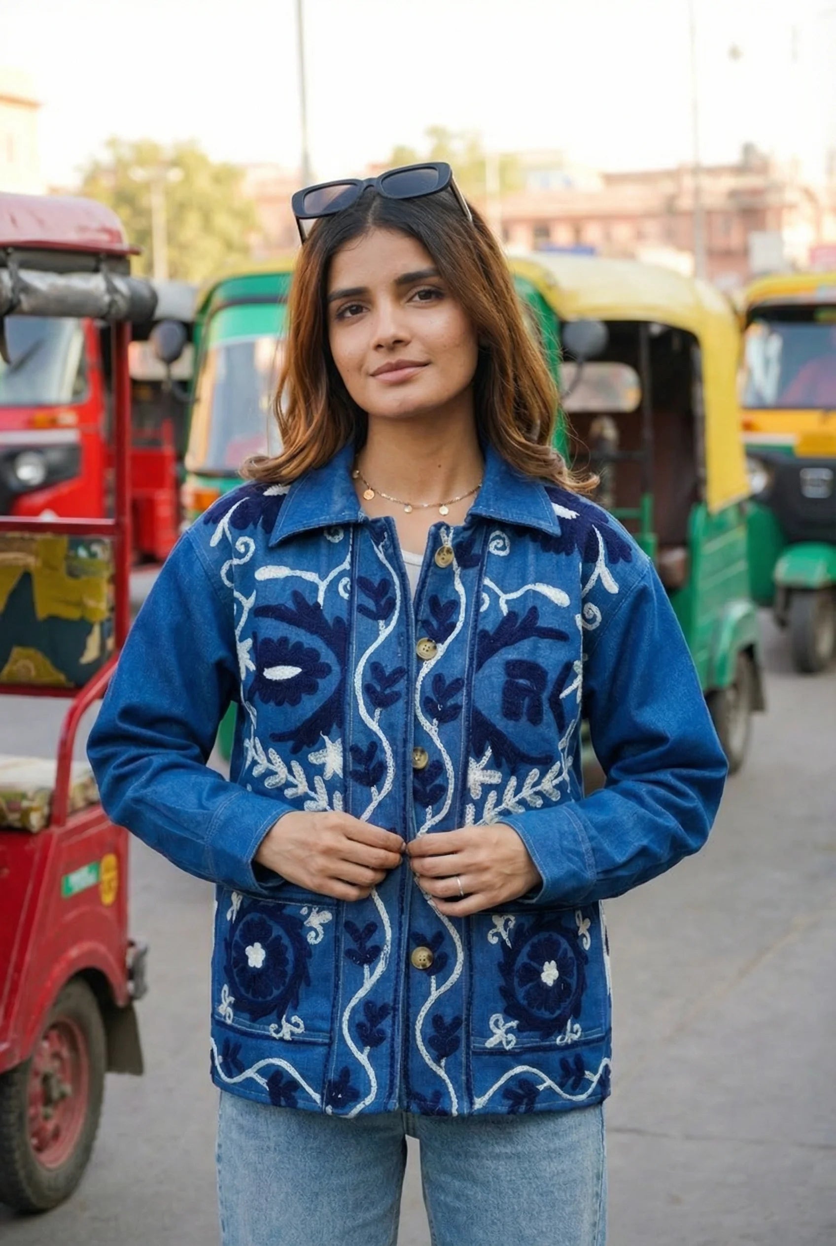 Veste en jean brodée Anaya