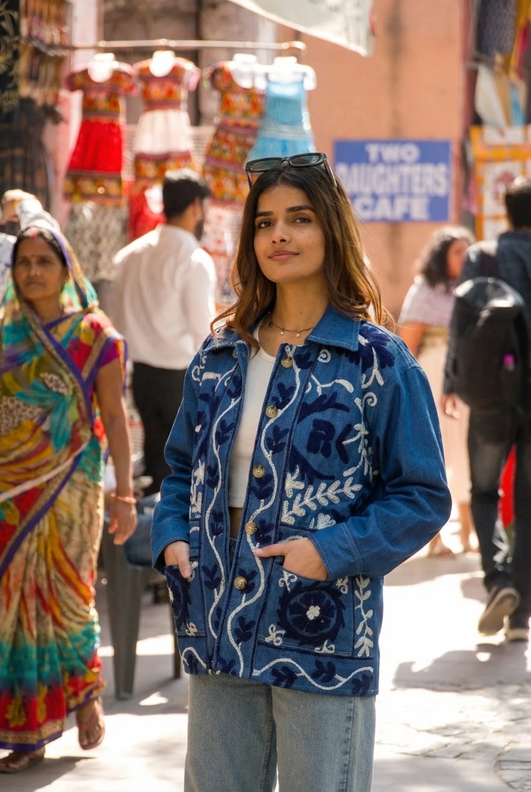 Veste en jean brodée Anaya