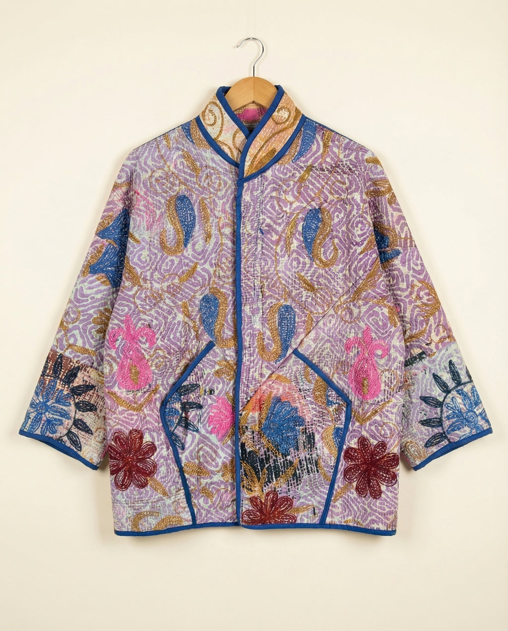 Veste Kantha Brodée Réversible — Pièce Unique N°06