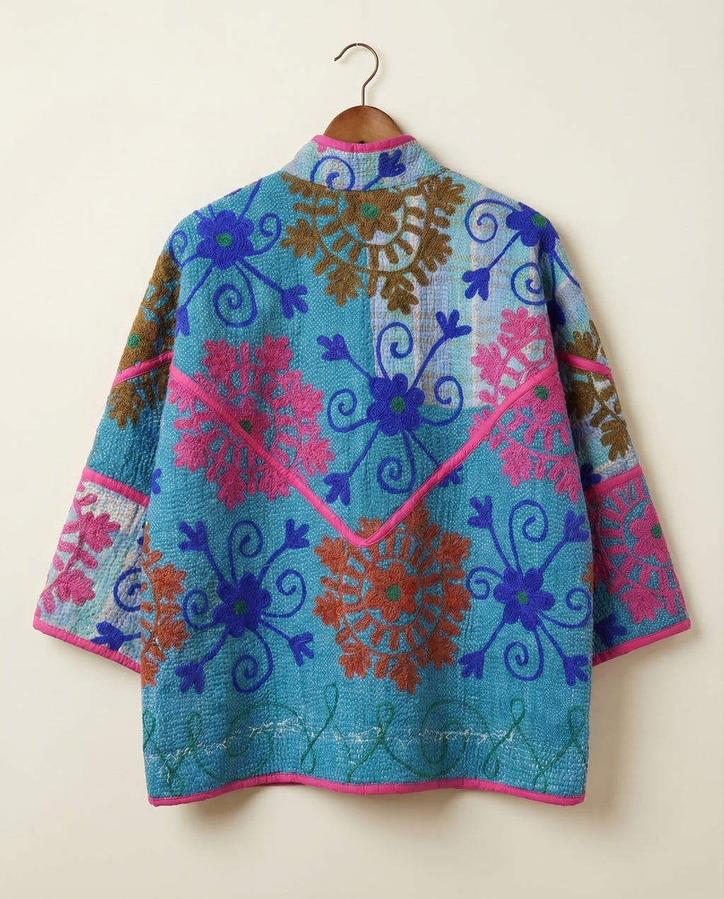 Veste Kantha Brodée Réversible — Pièce Unique N°14