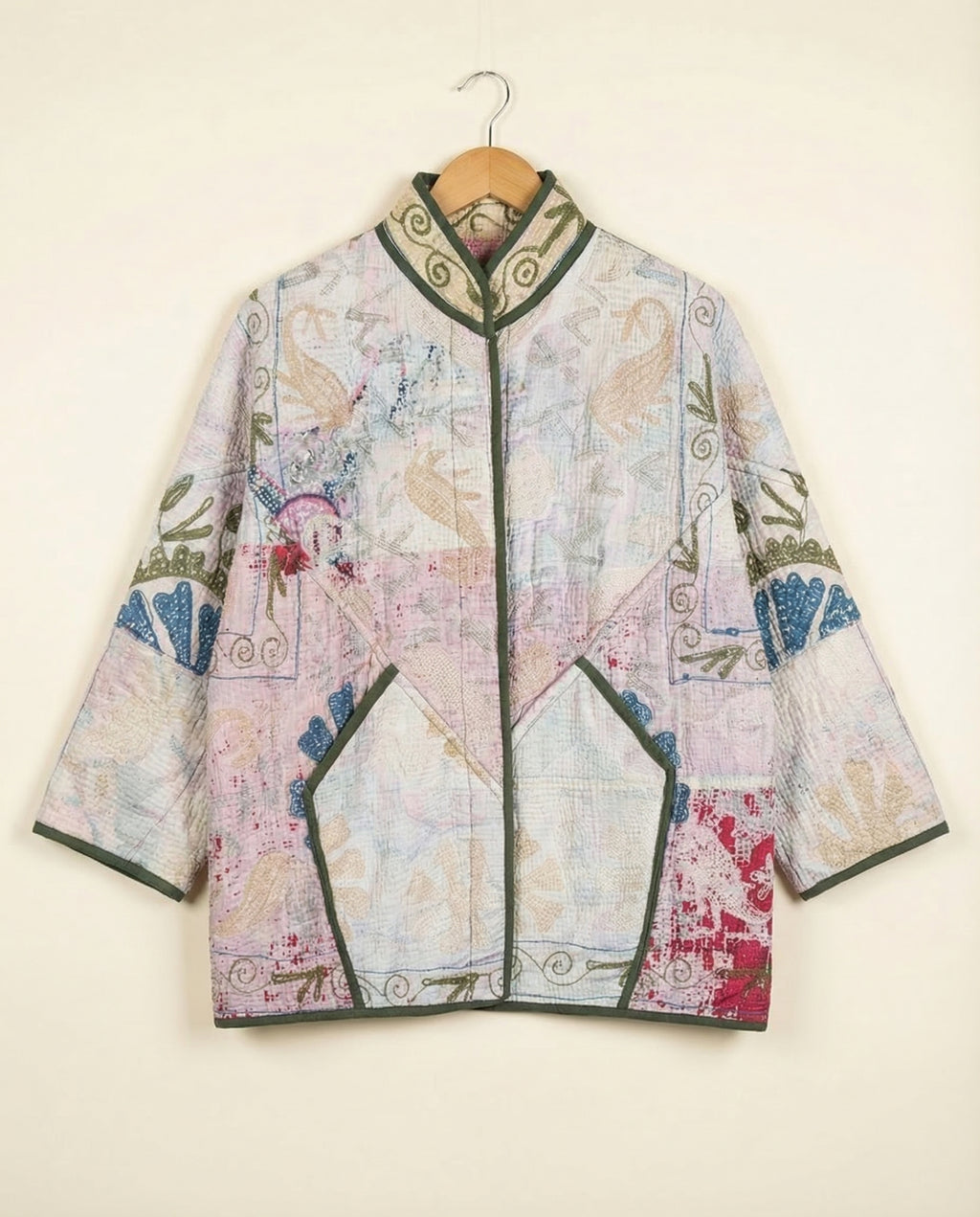 Veste Kantha Brodée Réversible — Pièce Unique N°18