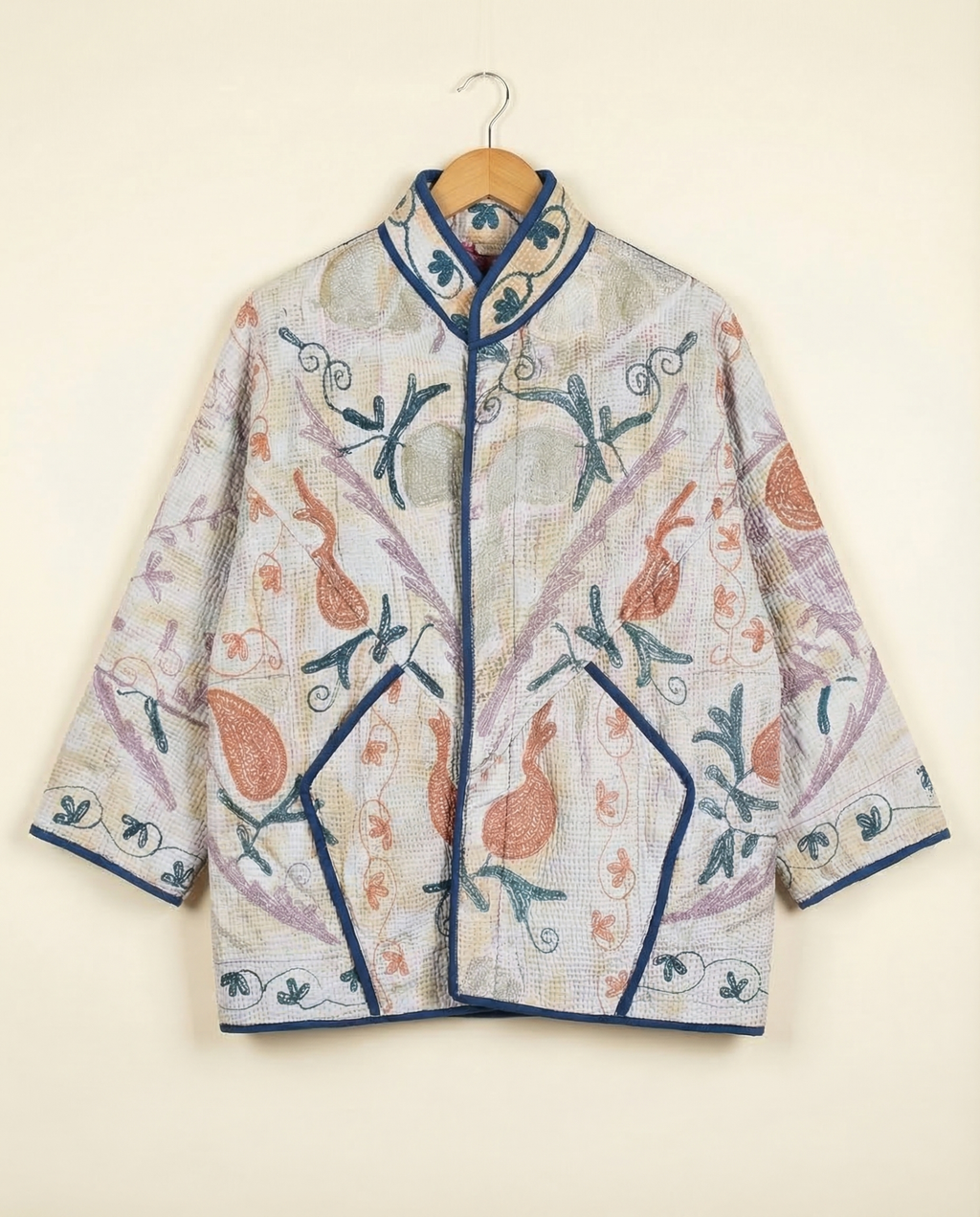 Veste Kantha Brodée Réversible — Pièce Unique N°02