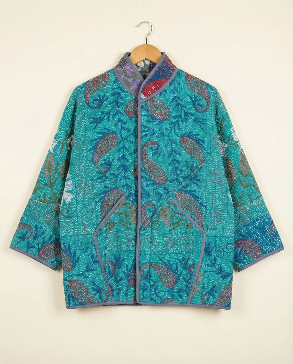 Veste Kantha Brodée Réversible — Pièce Unique N°05