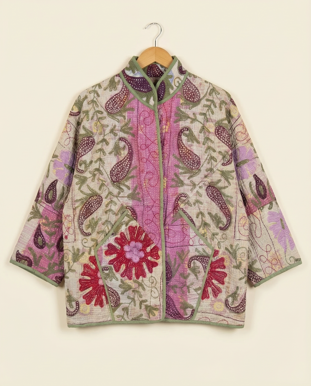 Veste Kantha Brodée Réversible — Pièce Unique N°23