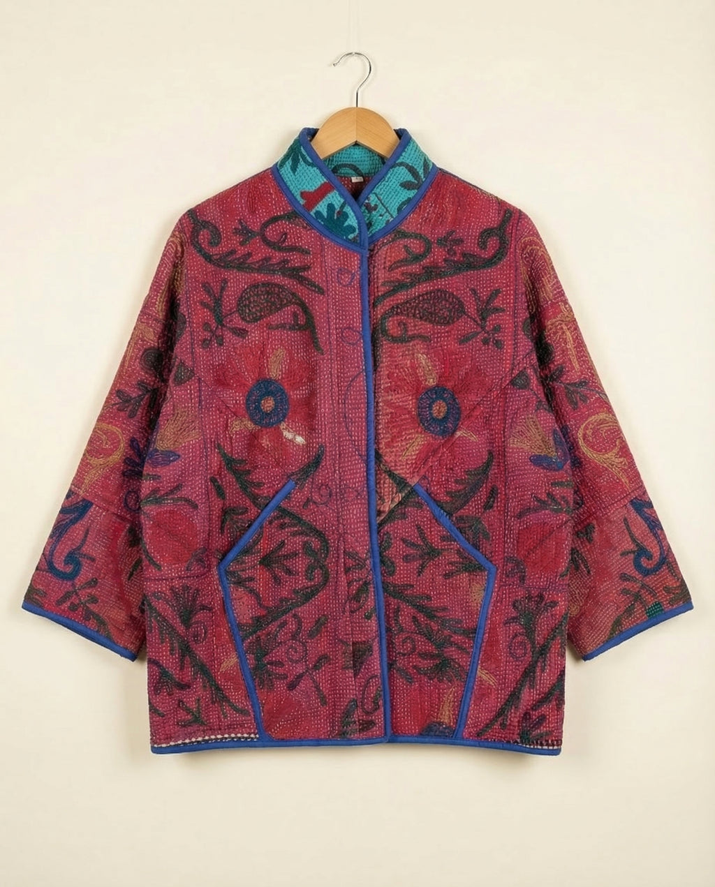 Veste Kantha Brodée Réversible — Pièce Unique N°15