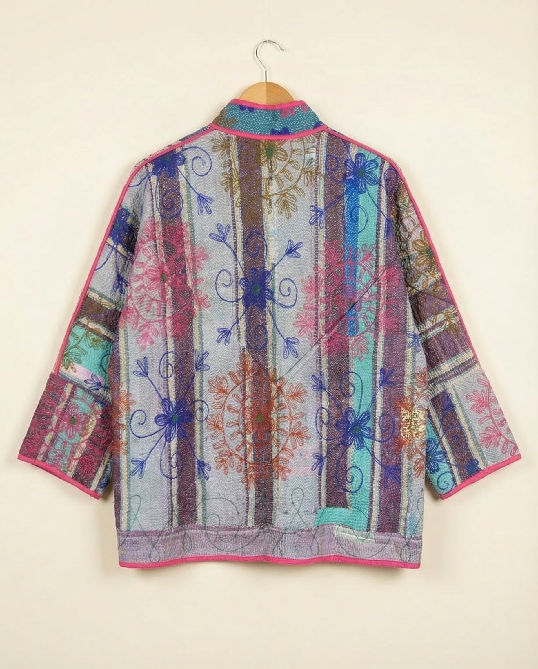 Veste Kantha Brodée Réversible — Pièce Unique N°14
