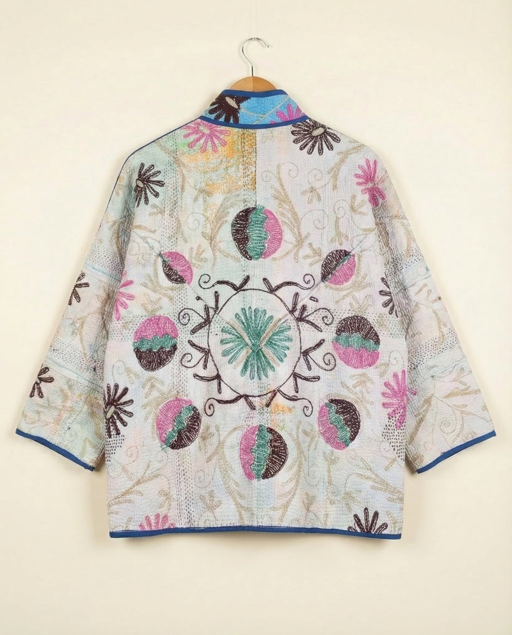 Veste Kantha Brodée Réversible — Pièce Unique N°01