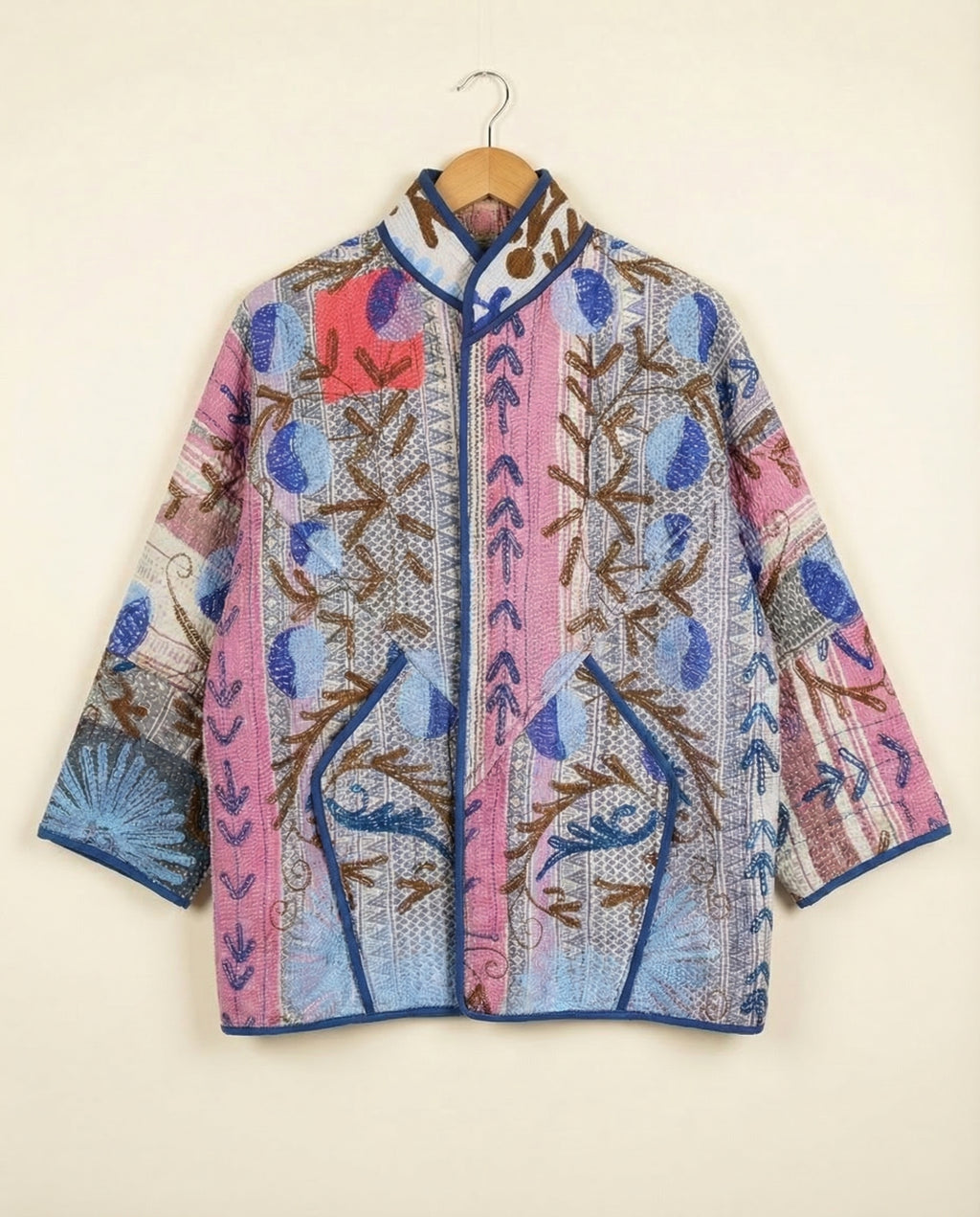 Veste Kantha Brodée Réversible — Pièce Unique N°09