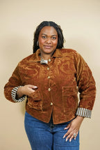 Veste en velours brodé Mona - Marron
