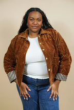 Veste en velours brodé Mona - Marron