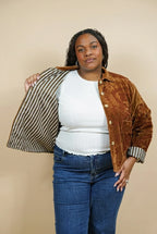 Veste en velours brodé Mona - Marron