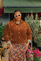 Veste en velours brodé Mona - Marron