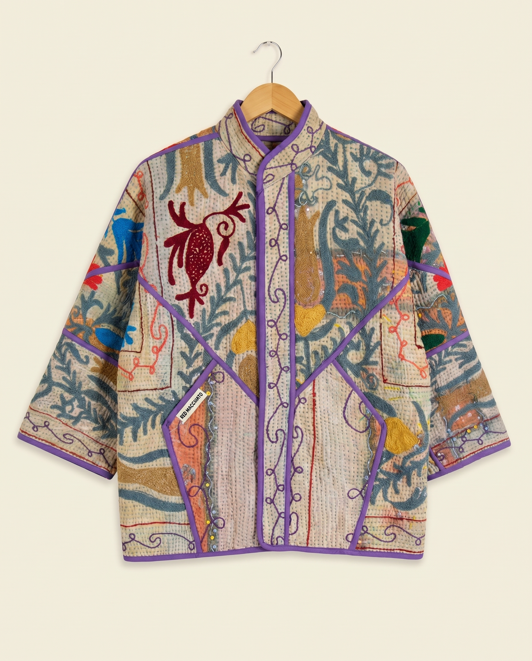 Veste Kantha Brodée Réversible — Pièce Unique N°02