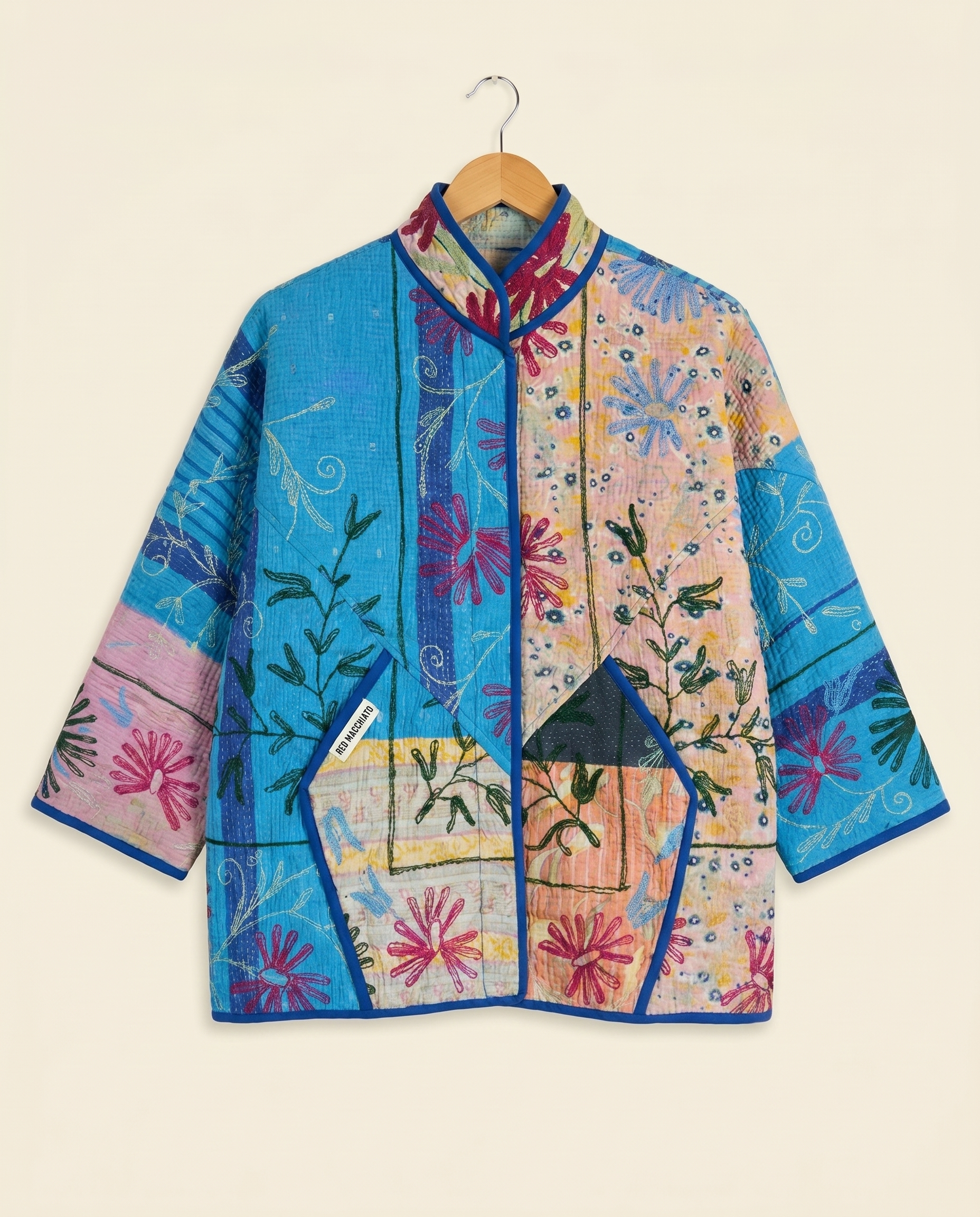 Veste Kantha Brodée Réversible — Pièce Unique N°01