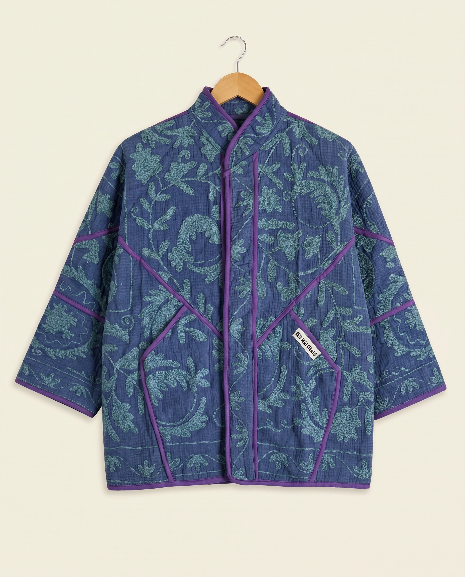 Veste Kantha Brodée Réversible — Pièce Unique N°07