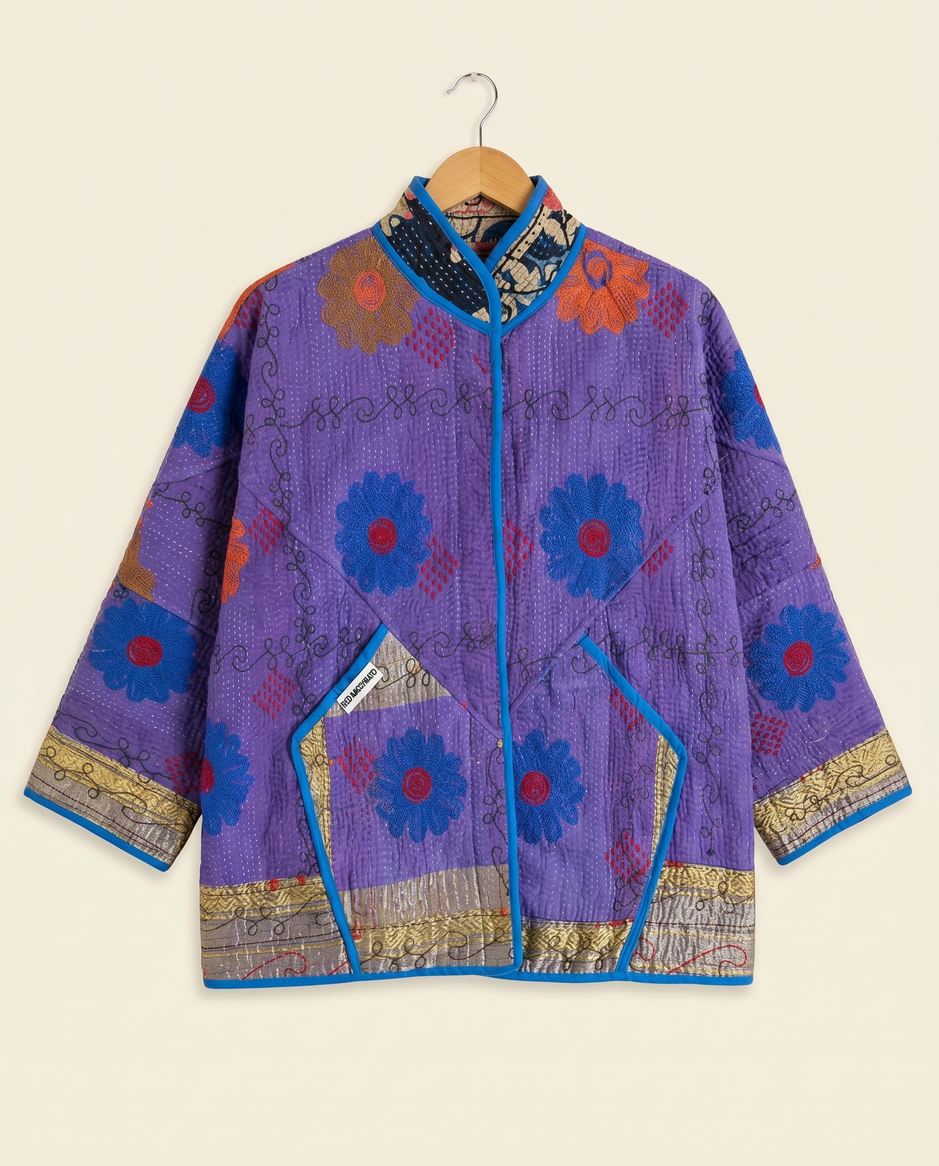 Veste Kantha Brodée Réversible — Pièce Unique N°14