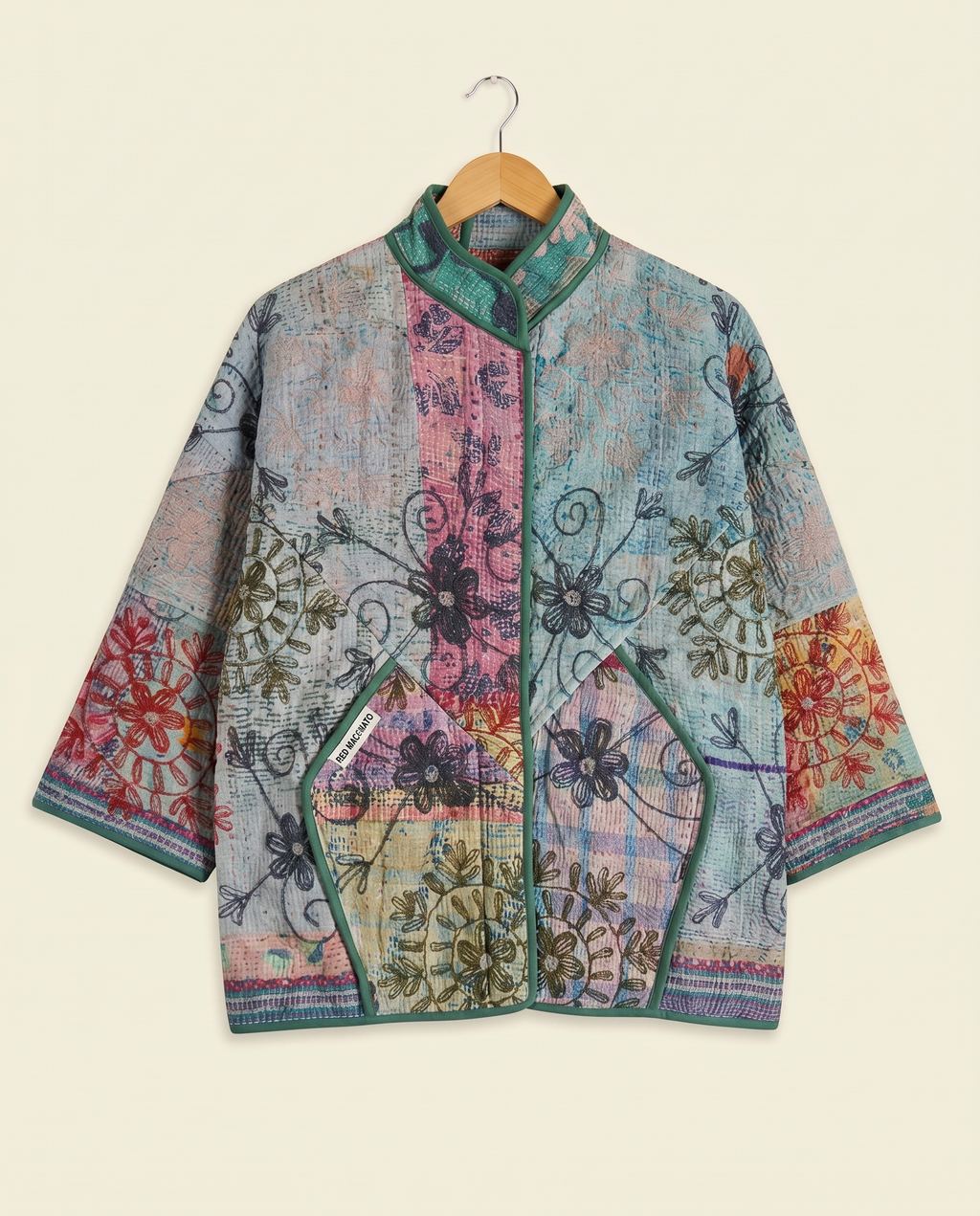 Veste Kantha Brodée Réversible — Pièce Unique N°19