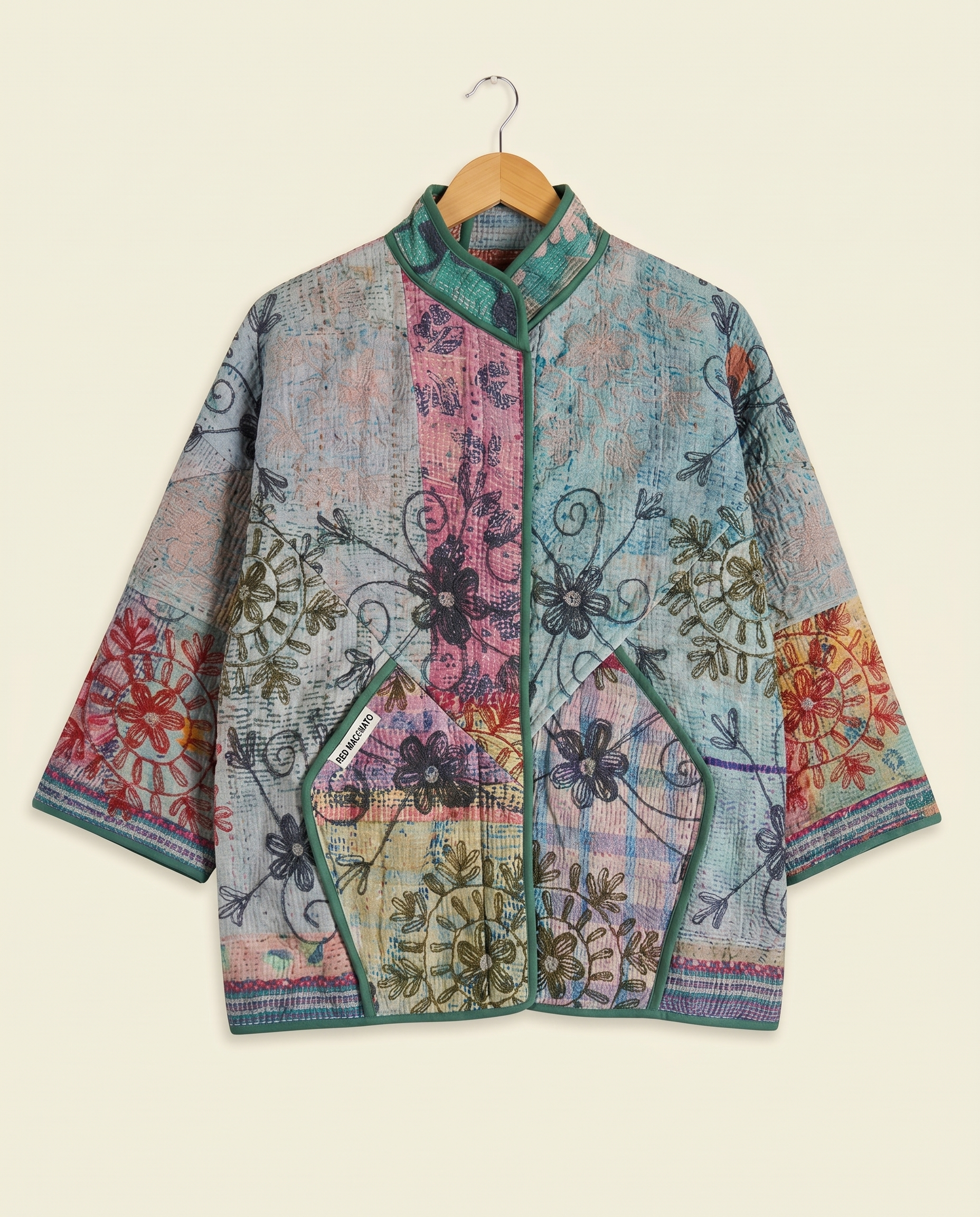 Veste Kantha Brodée Réversible — Pièce Unique N°19