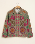 Veste en velours brodé Rani - Vert Kaki