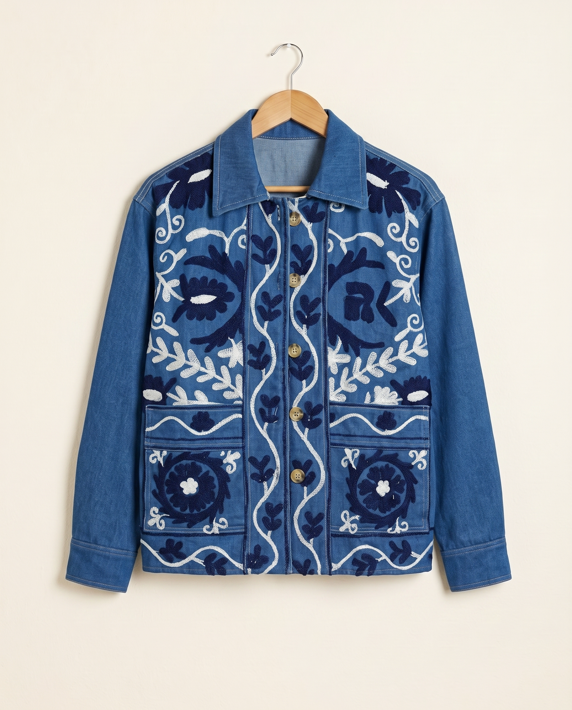 Veste en jean brodée Anaya