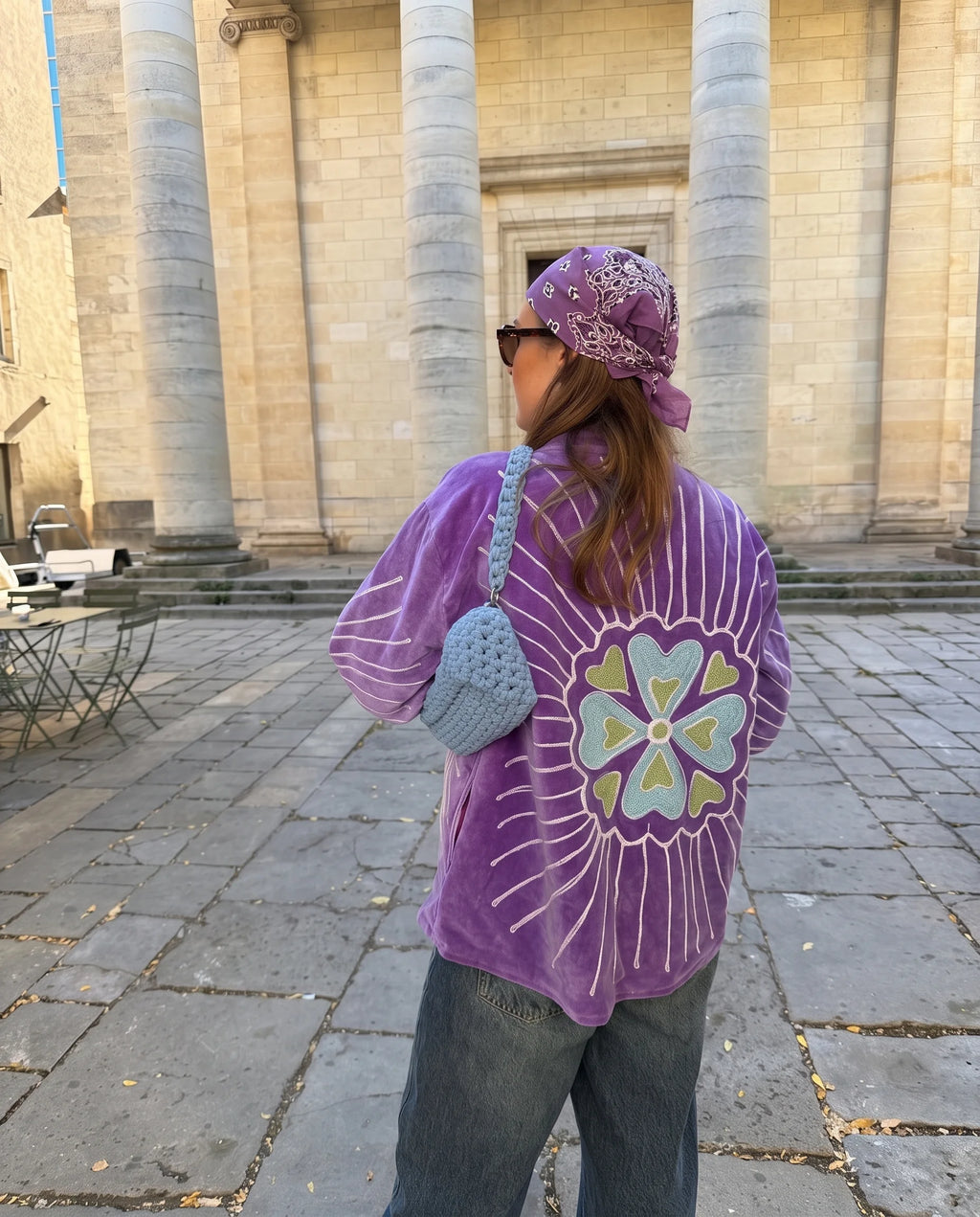 Veste en velours brodé Veda – Violet