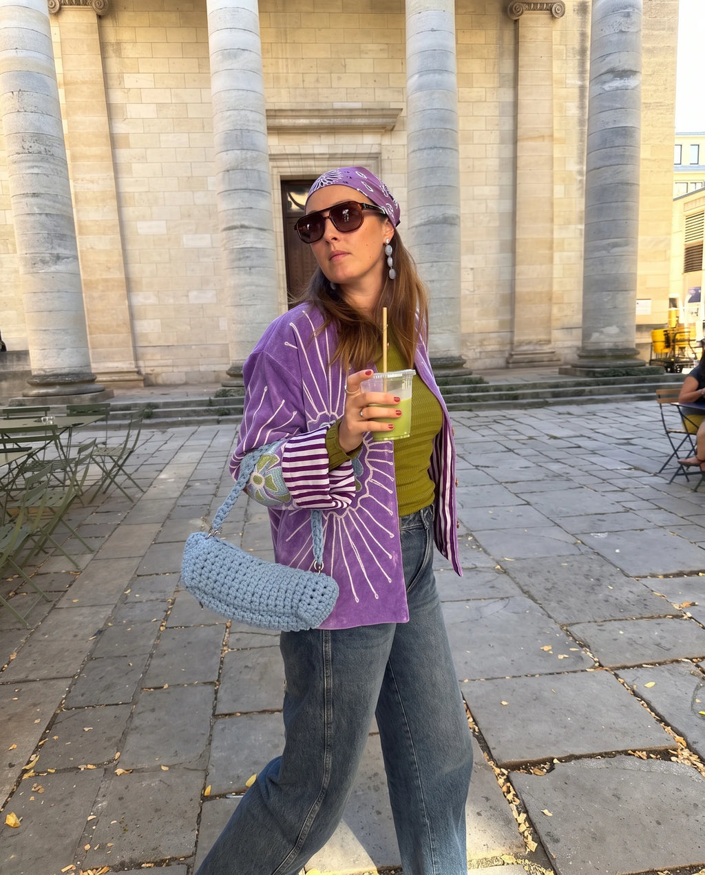 Veste en velours brodé Veda – Violet