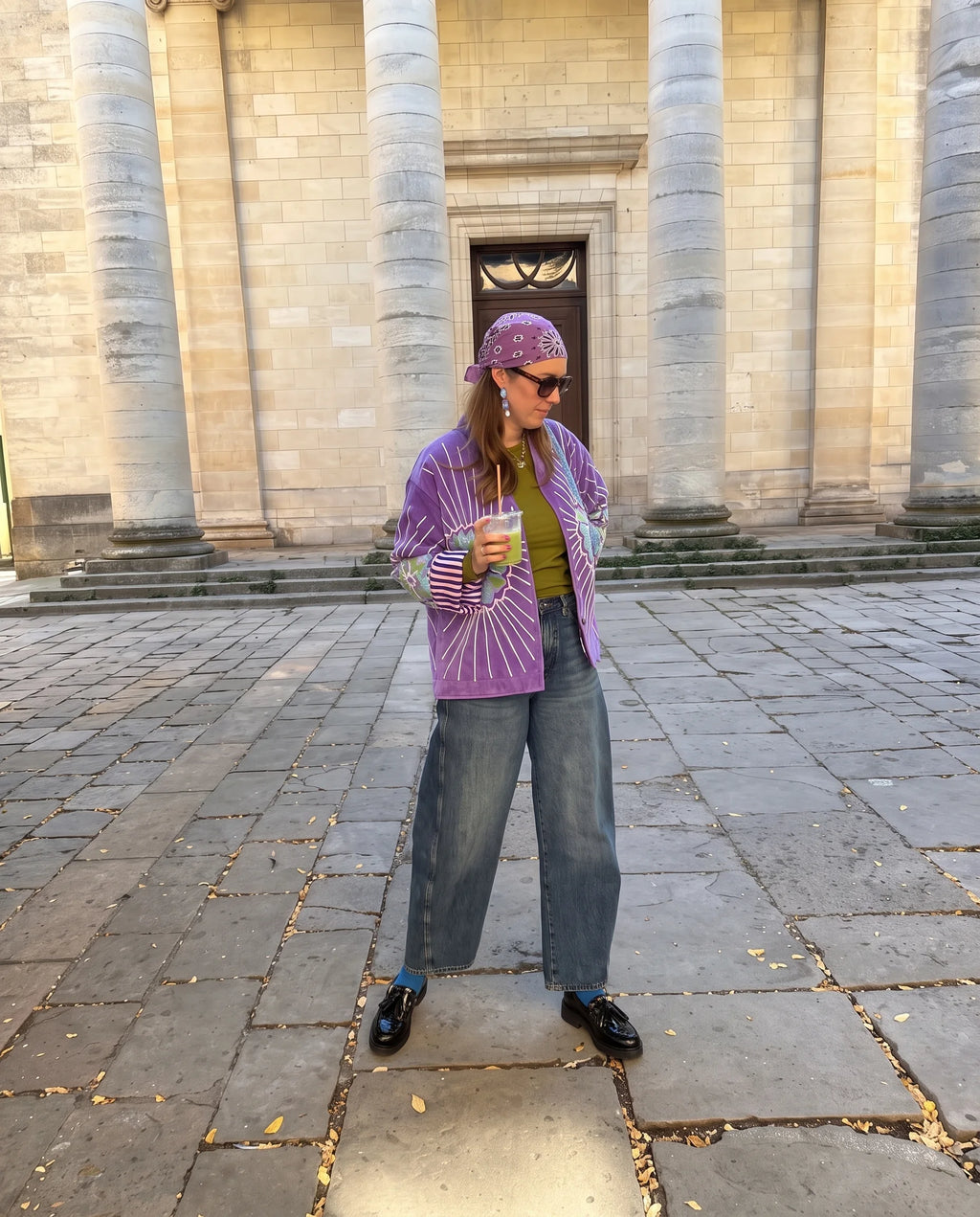 Veste en velours brodé Veda – Violet