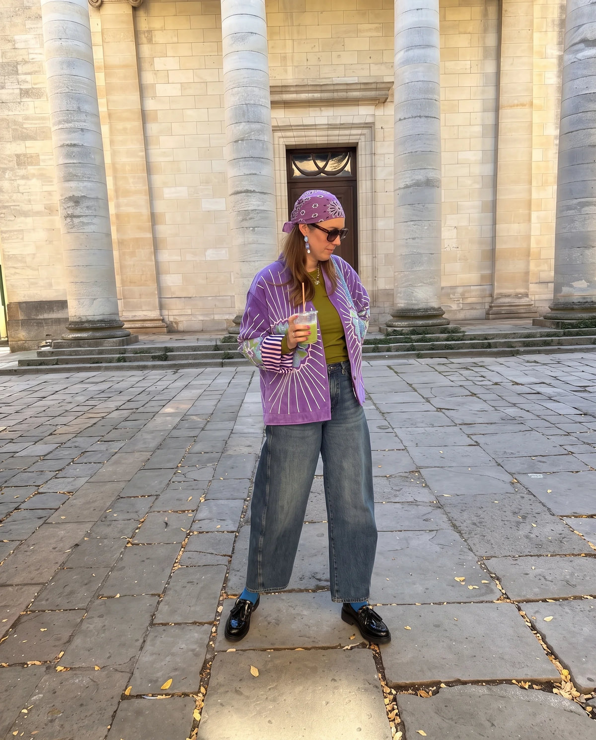 Veste en velours brodé Veda – Violet