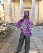 Veste en velours brodé Veda – Violet