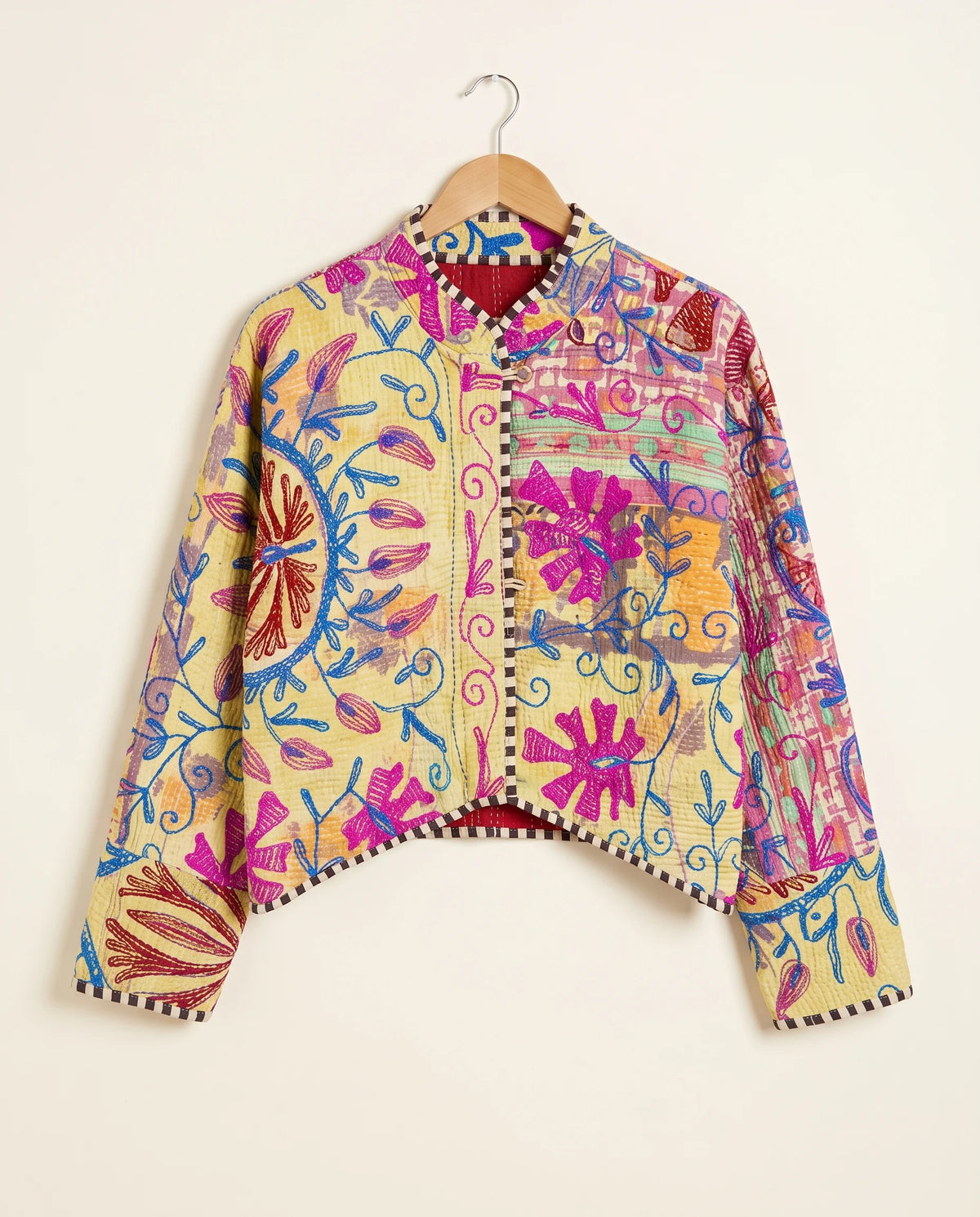 Veste Courte en Kantha Brodé Réversible — Pièce Unique N°16