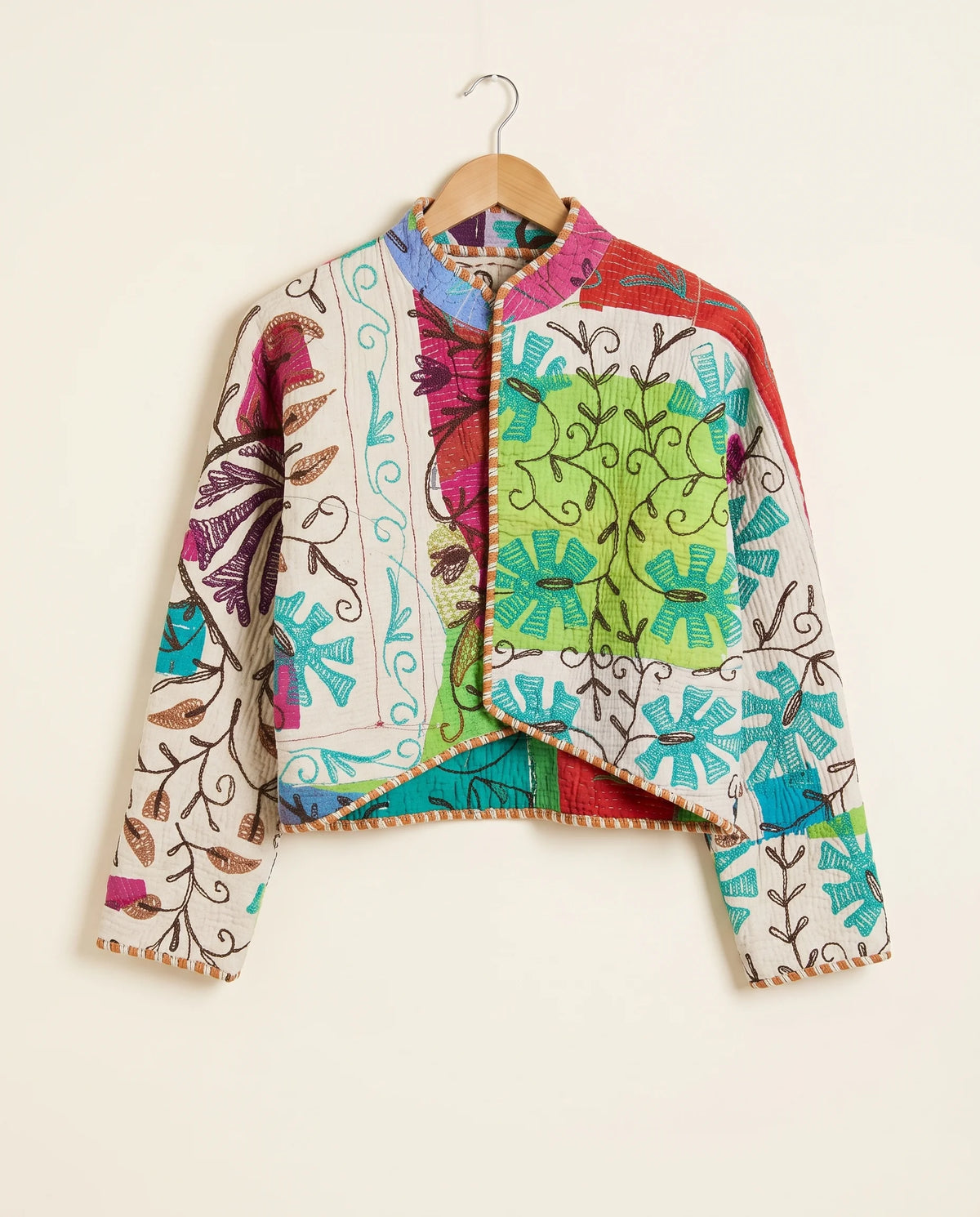 Veste Courte en Kantha Brodé Réversible — Pièce Unique N°17