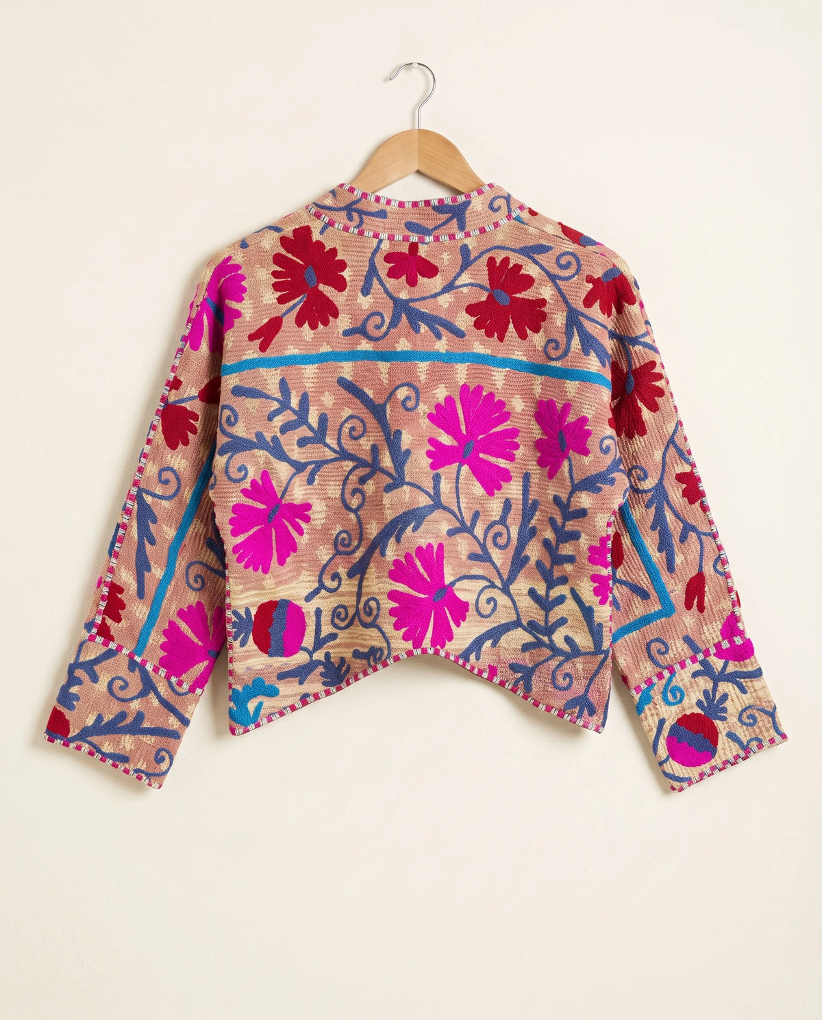 Veste Courte en Kantha Brodé Réversible — Pièce Unique N°13