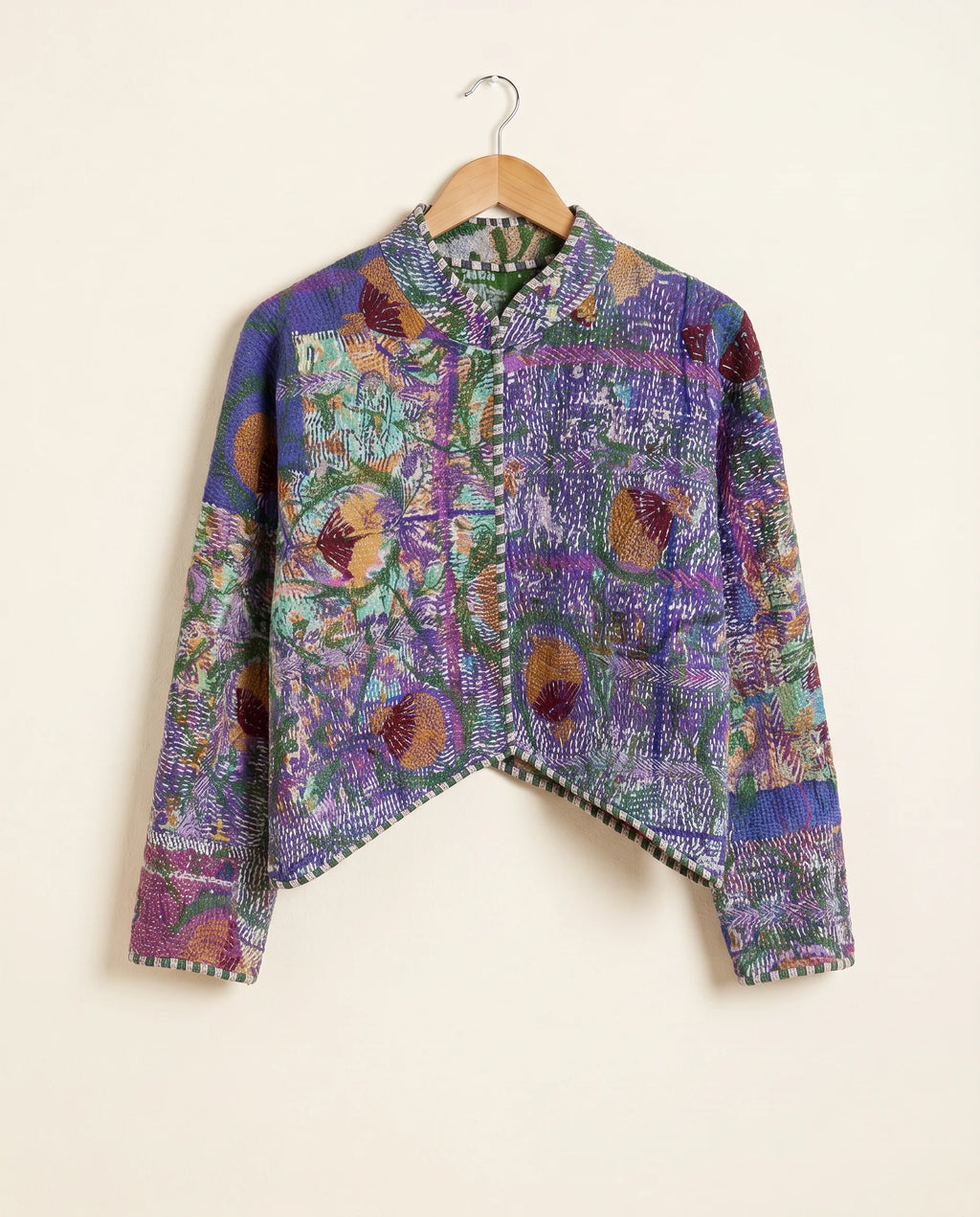 Veste Courte en Kantha Brodé Réversible — Pièce Unique N°18