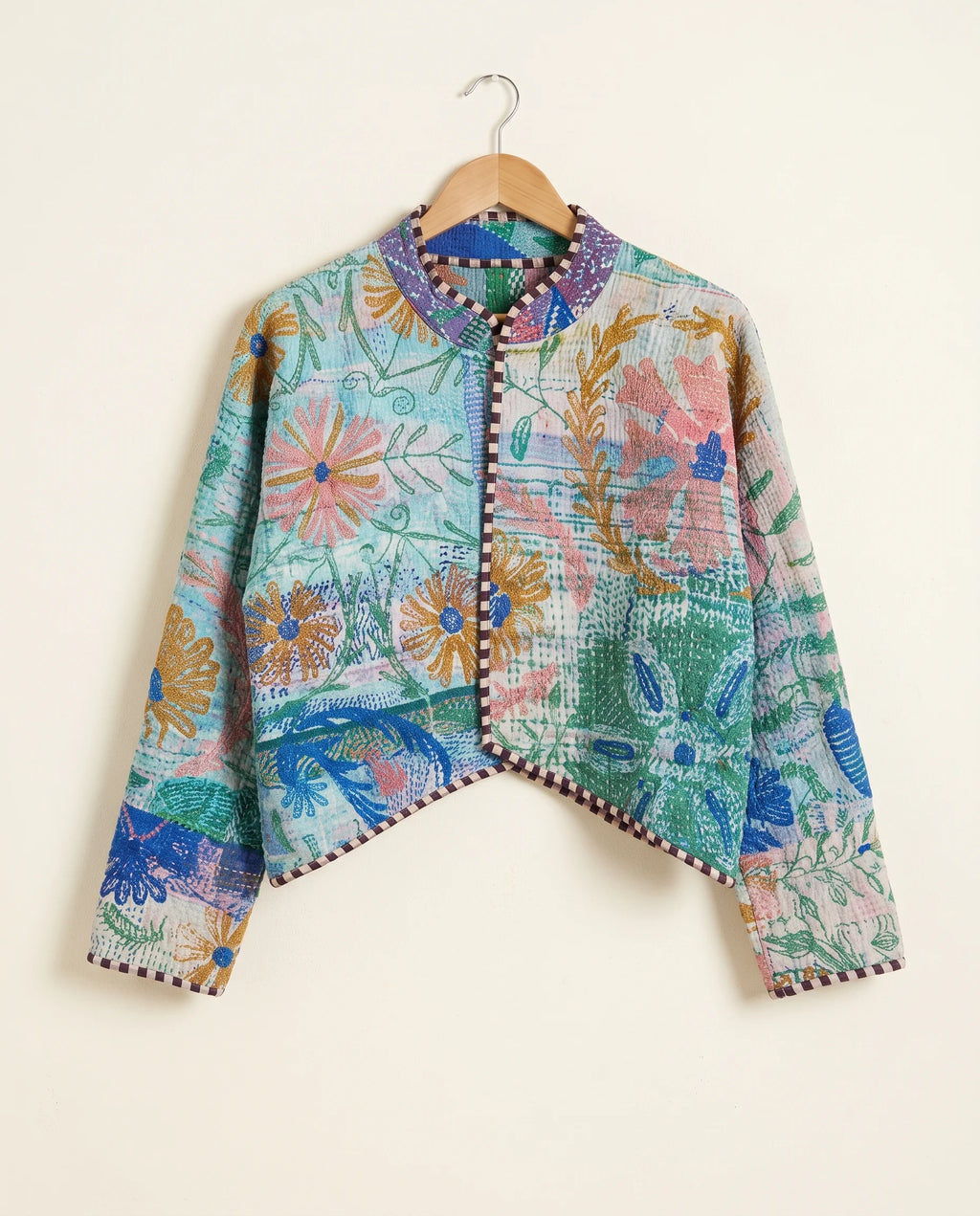 Veste Courte en Kantha Brodé Réversible — Pièce Unique N°15