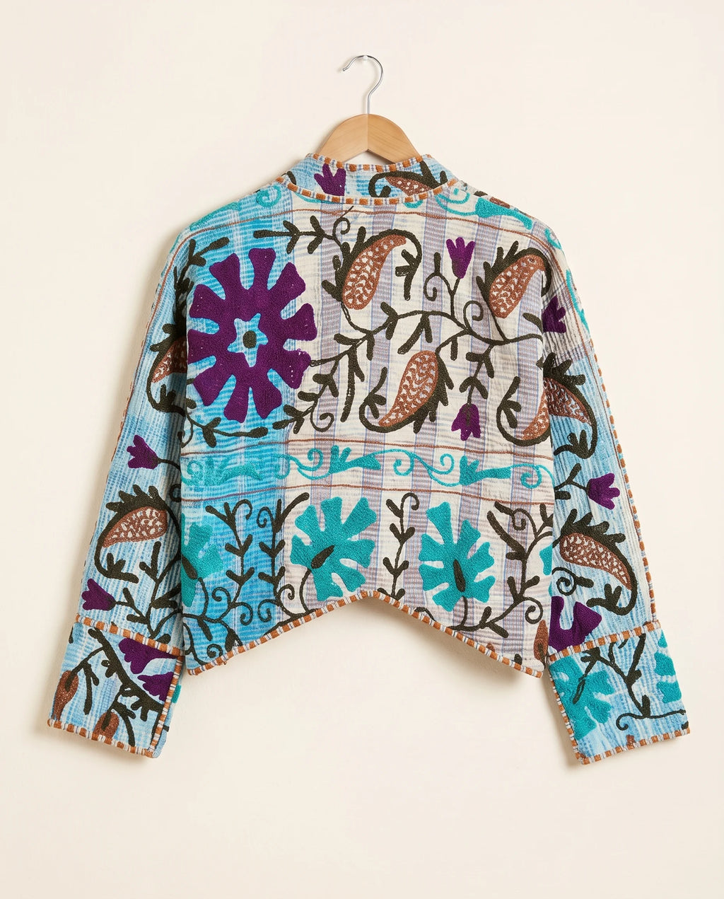 Veste Courte en Kantha Brodé Réversible — Pièce Unique N°17