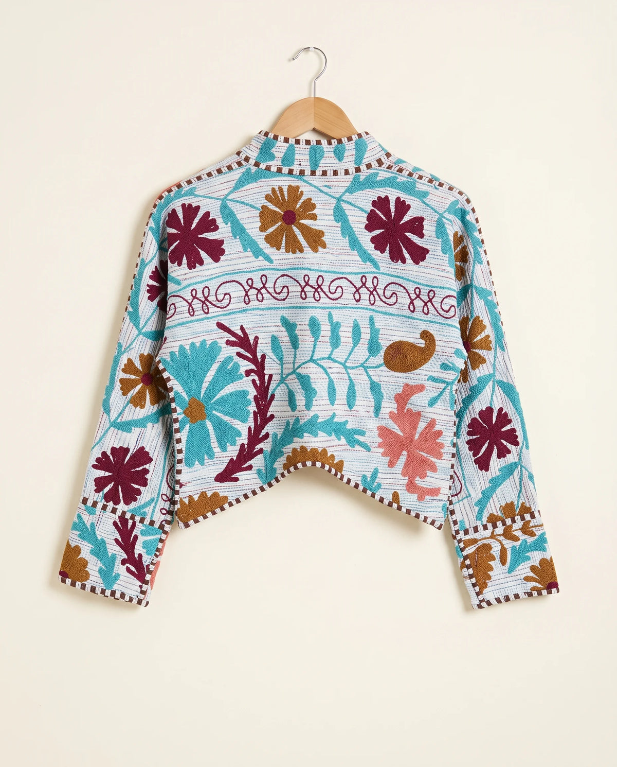 Veste Courte en Kantha Brodé Réversible — Pièce Unique N°12