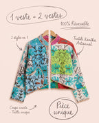 Veste Courte en Kantha Brodé Réversible — Pièce Unique N°17