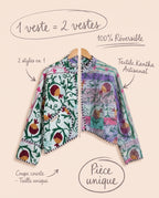 Veste Courte en Kantha Brodé Réversible — Pièce Unique N°14