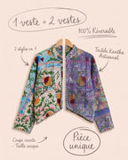 Veste Courte en Kantha Brodé Réversible — Pièce Unique N°18