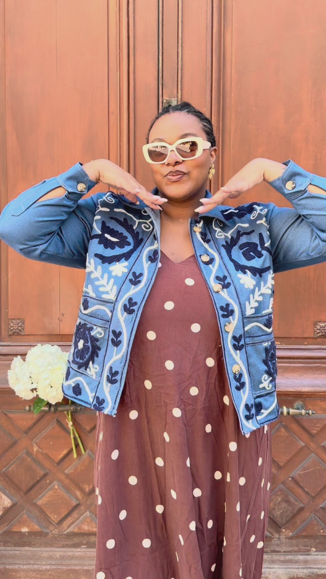 Veste en jean brodée Anaya