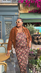 Veste en velours brodé Mona - Marron