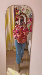 Veste en velours brodé Poupée Rousse × Red Macchiato – Rose Pêche