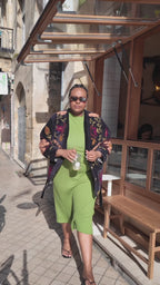Veste Kimono en velours noir brodé