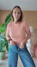 Veste en velours brodé Poupée Rousse × Red Macchiato – Rose Pêche