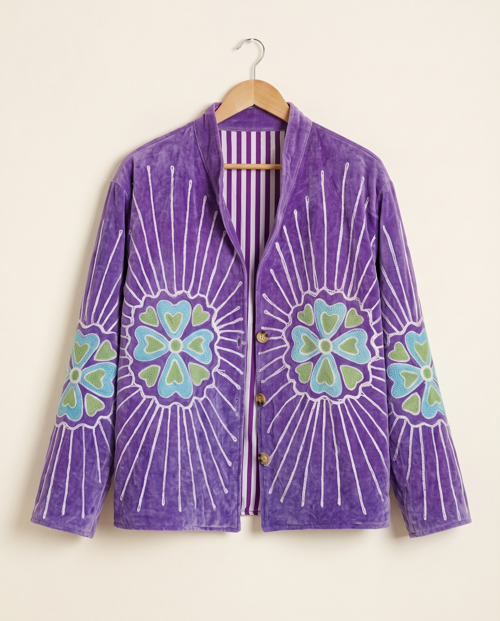 Veste en velours brodé Veda – Violet